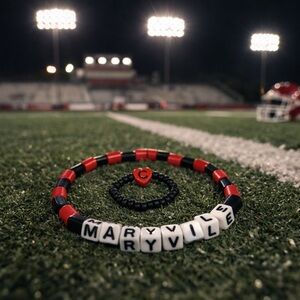 Victory Mode – Maryville Rebels Game Day Bracelet & Initial Ring